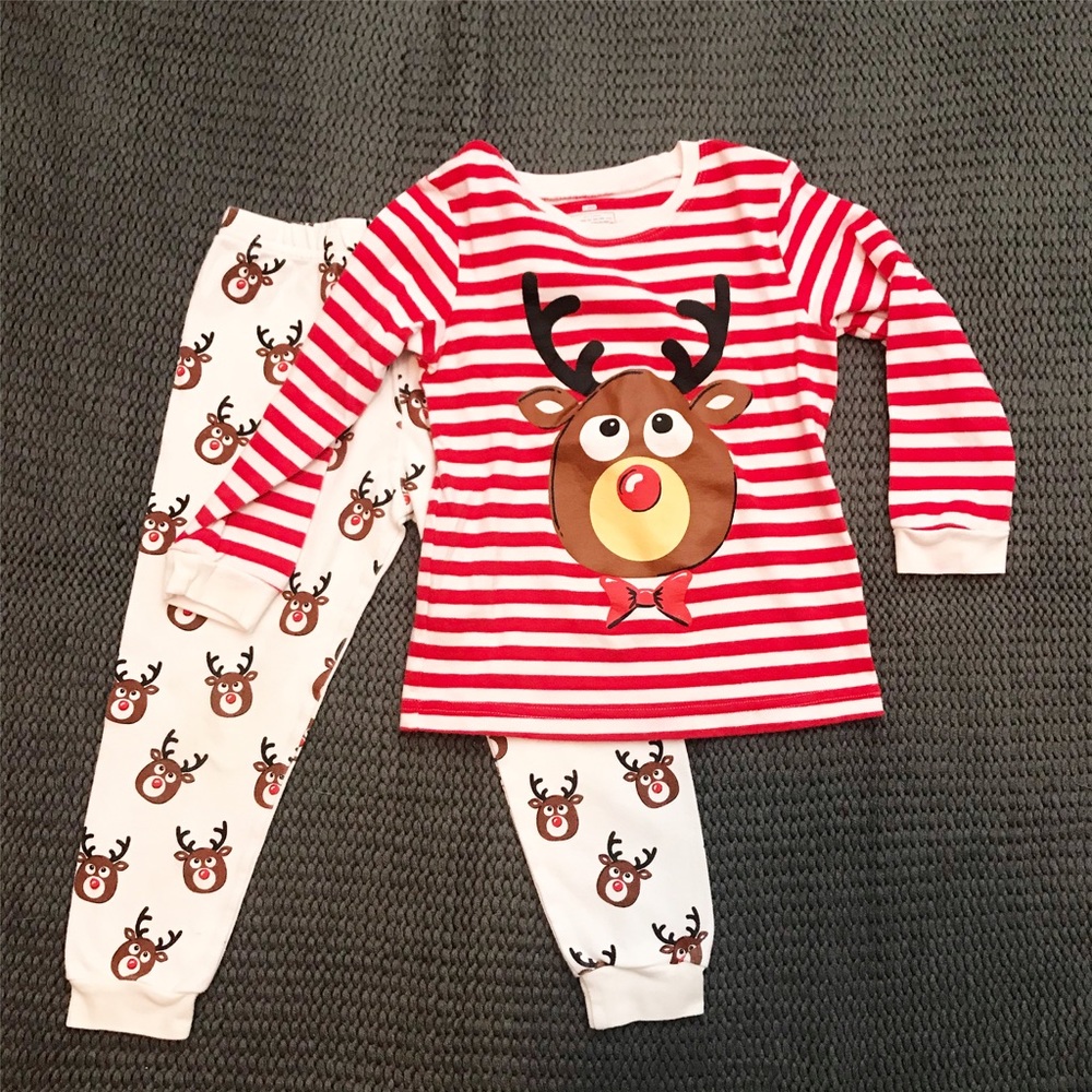 Rudolph the Reindeer Red & White Stripe Pajama Set - Picture 2 of 5